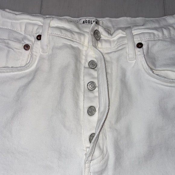 AGOLDE Riley High Rise Straight Crop White Denim Women's Size 30 - Picture 7 of 12